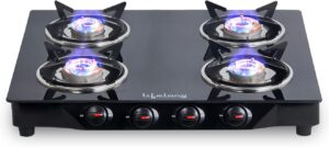 Lifelong Glass Top 4 Burner Gas Stove